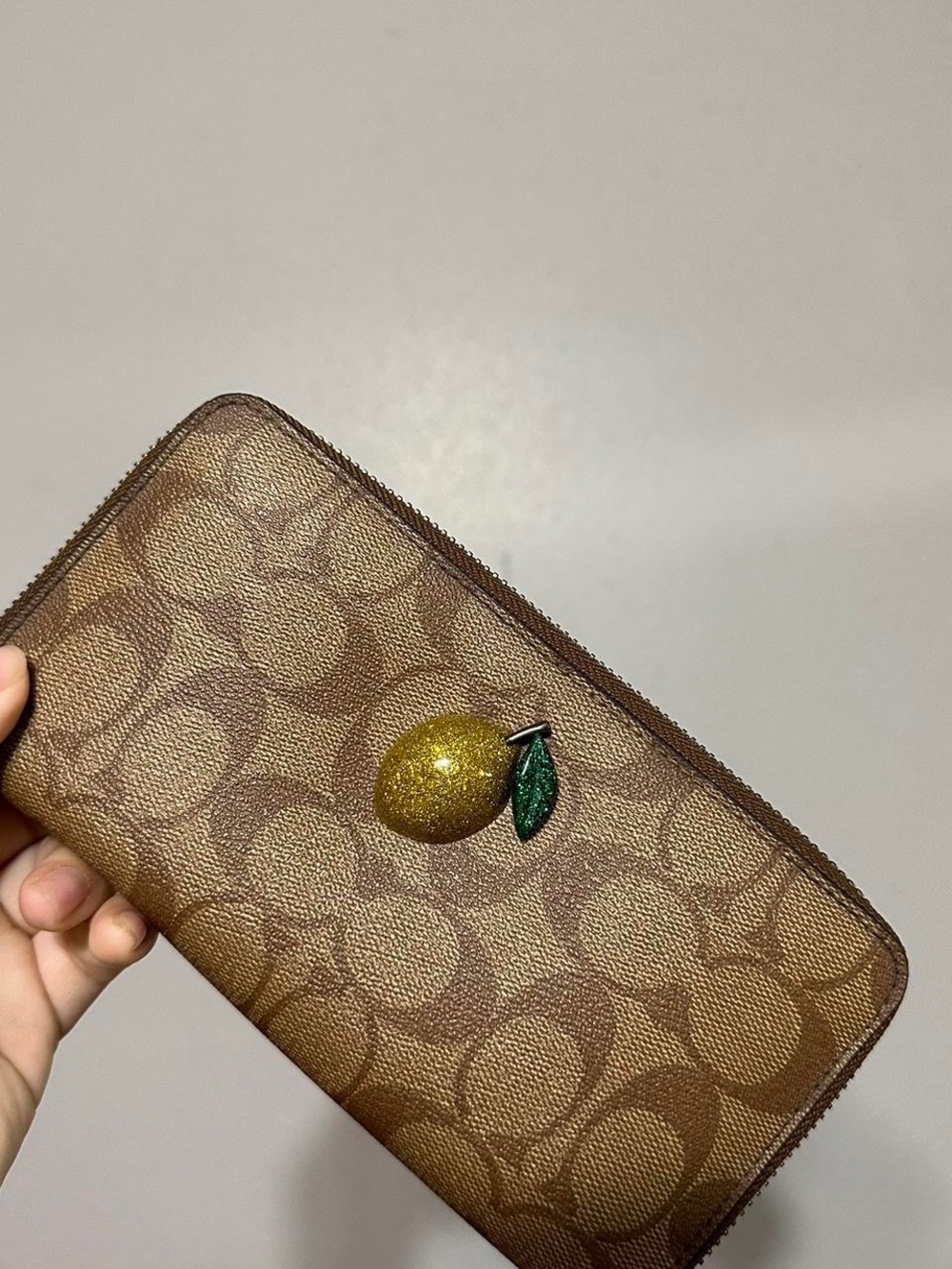 Coach lemon accordion zip wallet in signature canvas